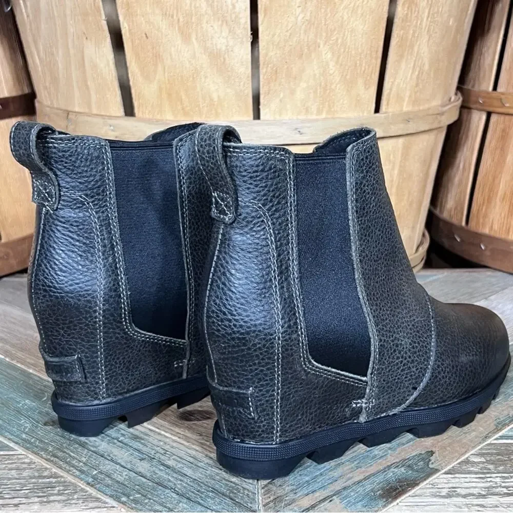 Sorel Joan Of Arctic Wedge II Gray Leather Waterproof Chelsea Boots Womens 6.5